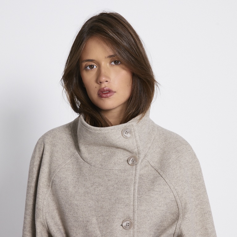 Long high-neck belted coat "Victoria" Beige